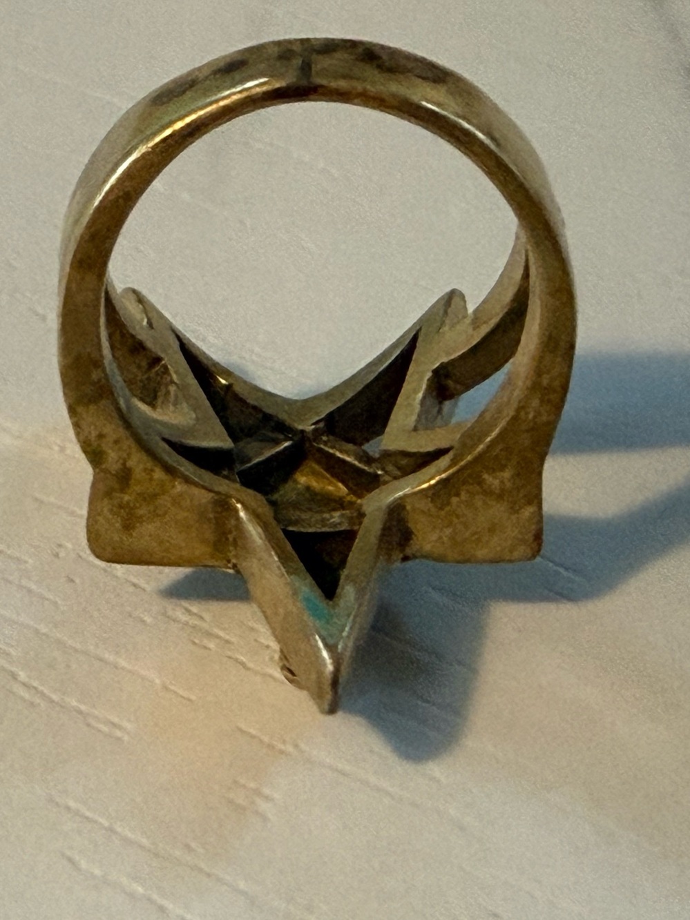 Brass Baphomet Goat Head Pentagram Ring - Picture 6 of 10